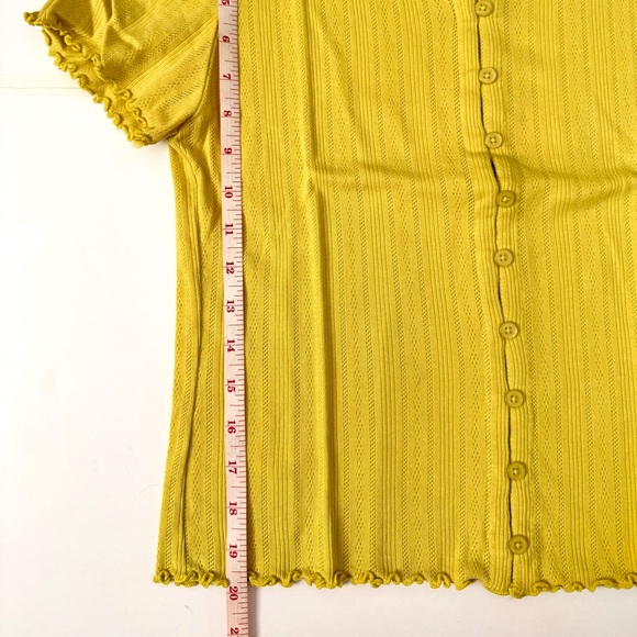 J.Crew Pointelle Cotton Knit Short Sleeve Cardigan Yellow Small - Picture 6 of 8